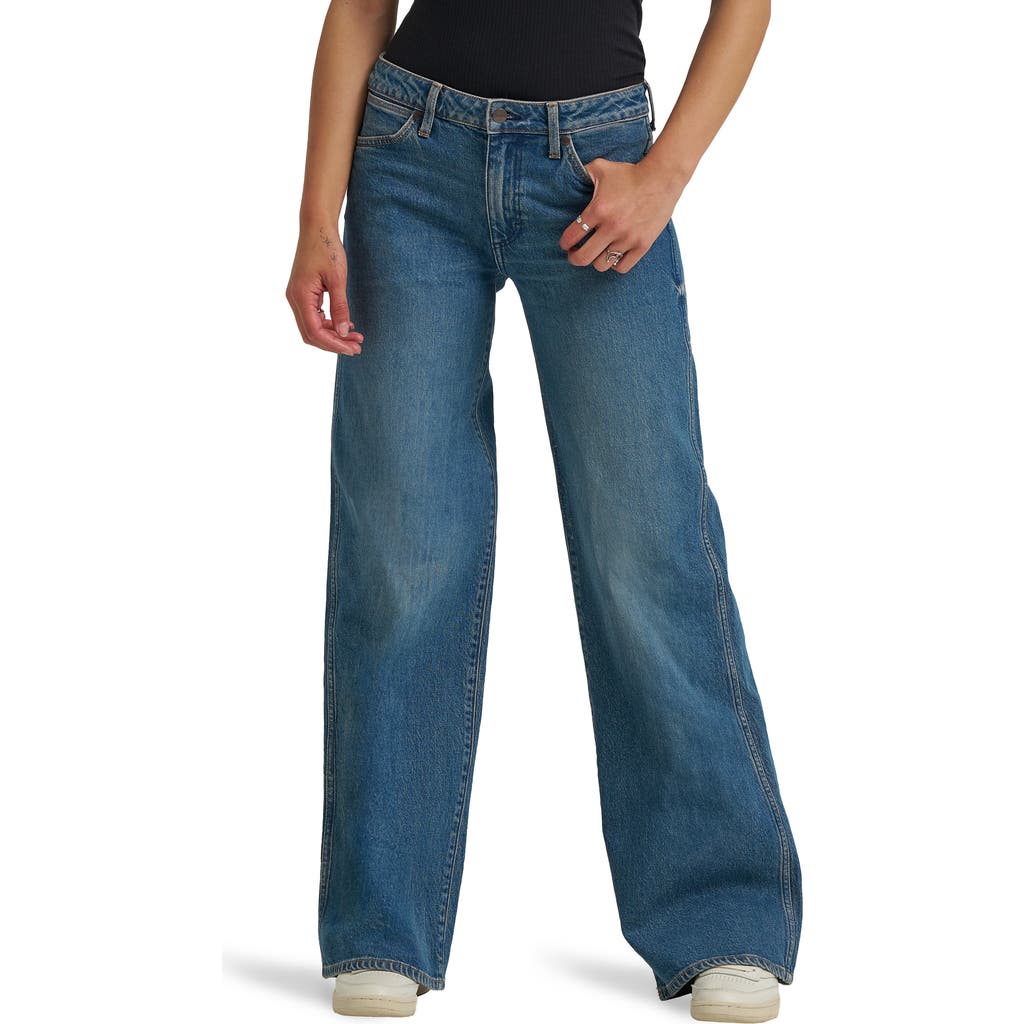 Wrangler Worldwide Mid Rise Wide Leg Jeans In Blue