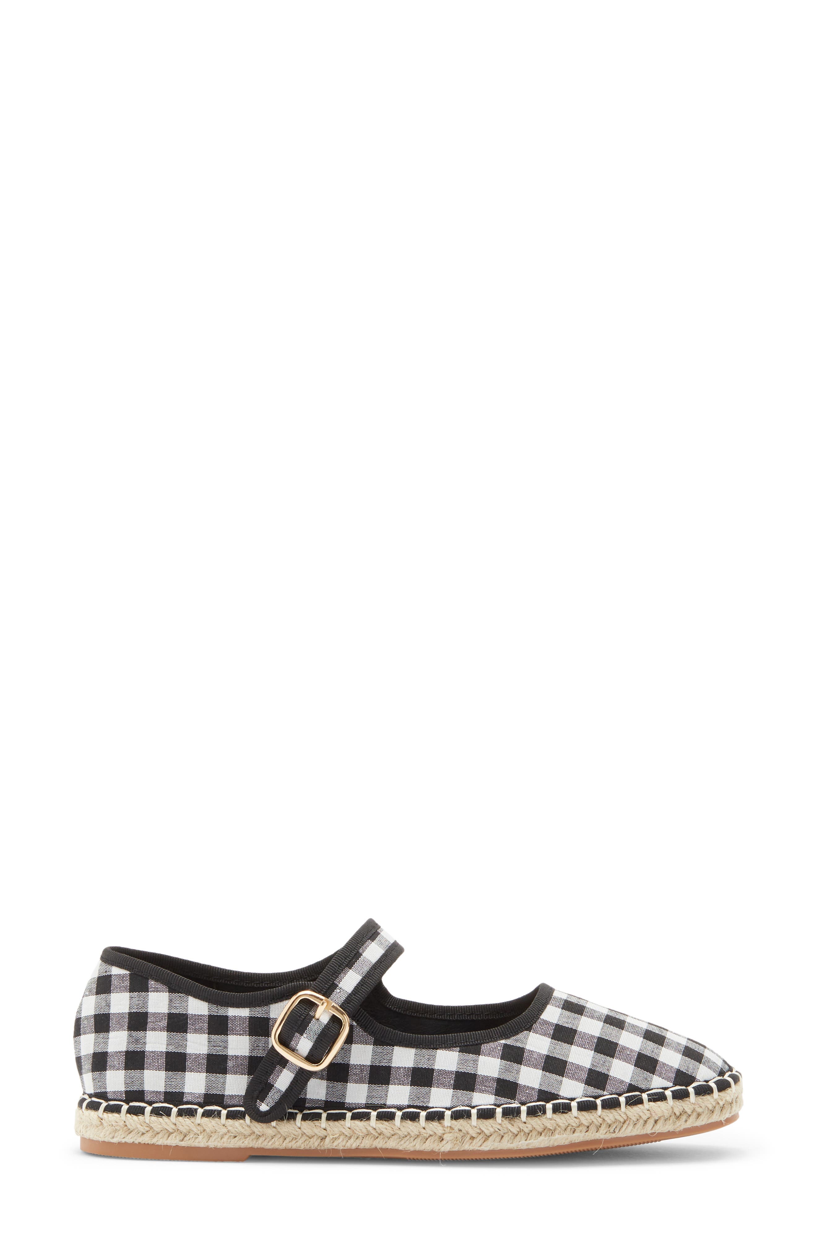 TOP MODA Fallon Gingham Mary Jane Flat, Alternate, color, Black Canvas