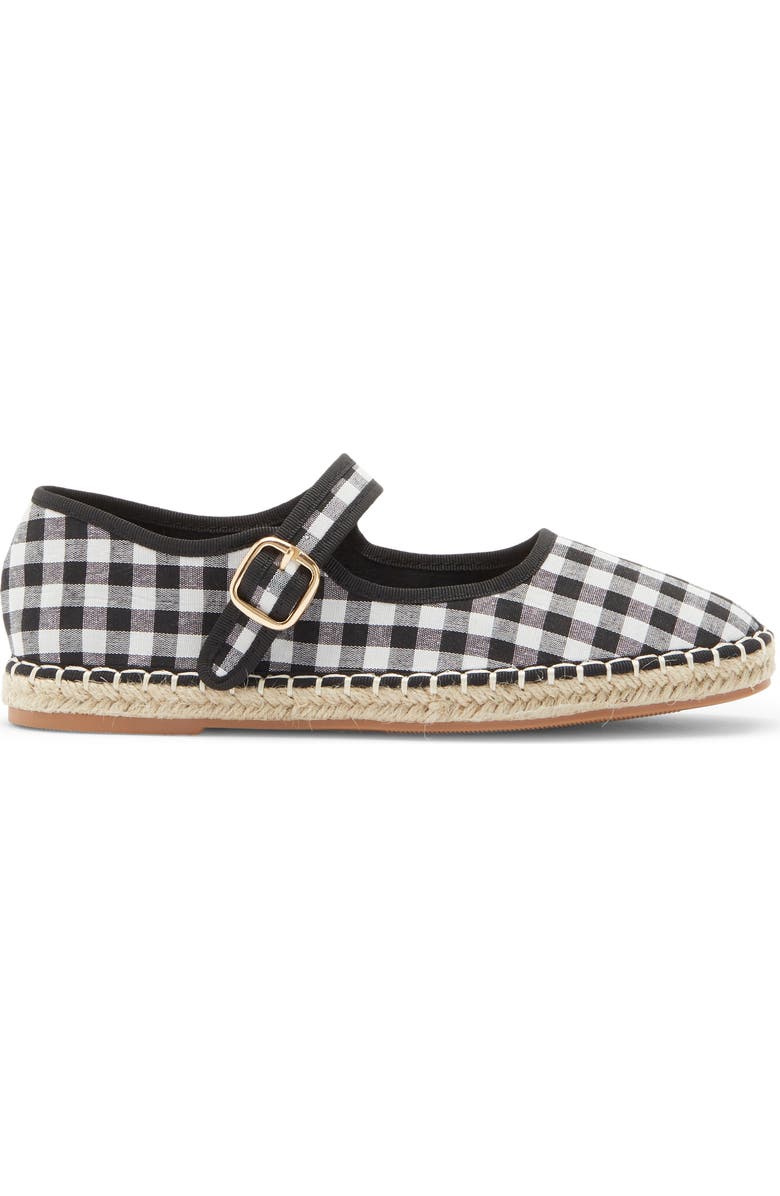 TOP MODA Fallon Gingham Mary Jane Flat, Alternate, color, Black Canvas