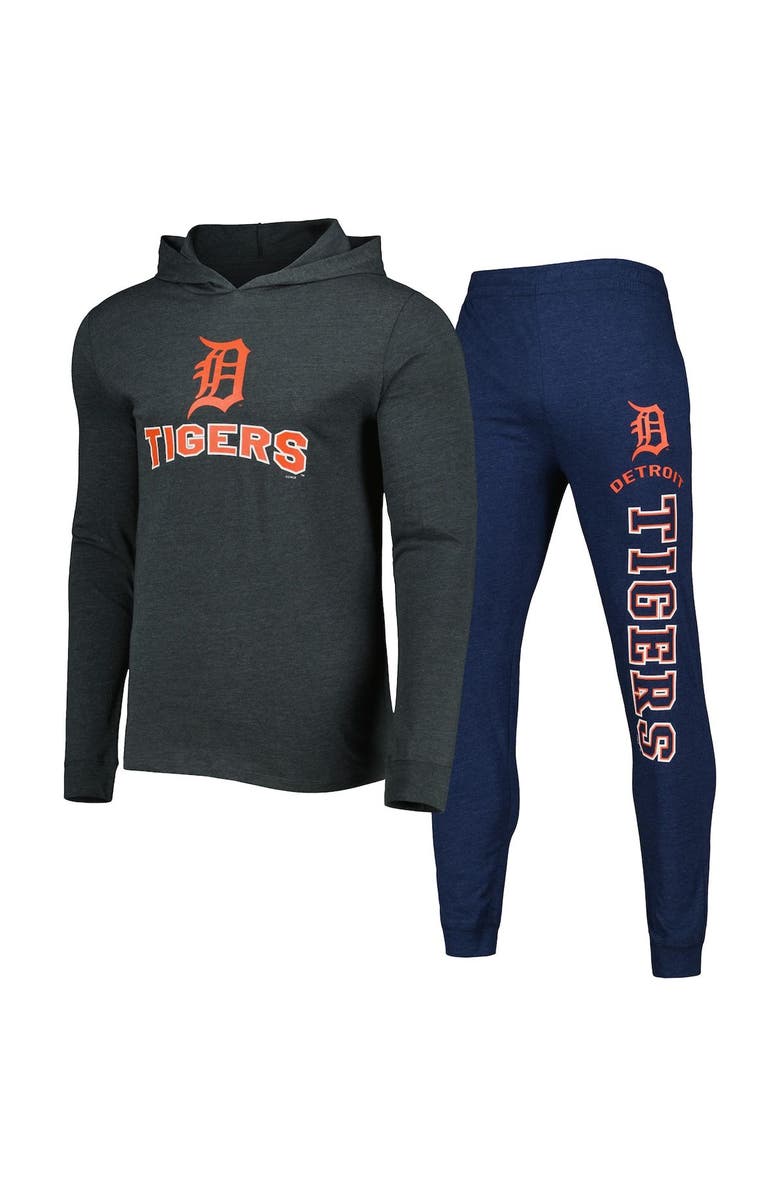 CONCEPTS SPORT Men's Concepts Sport Heather Navy/Heather Charcoal Detroit Tigers Meter Pullover Hoodie & Joggers Set, Main, color, 