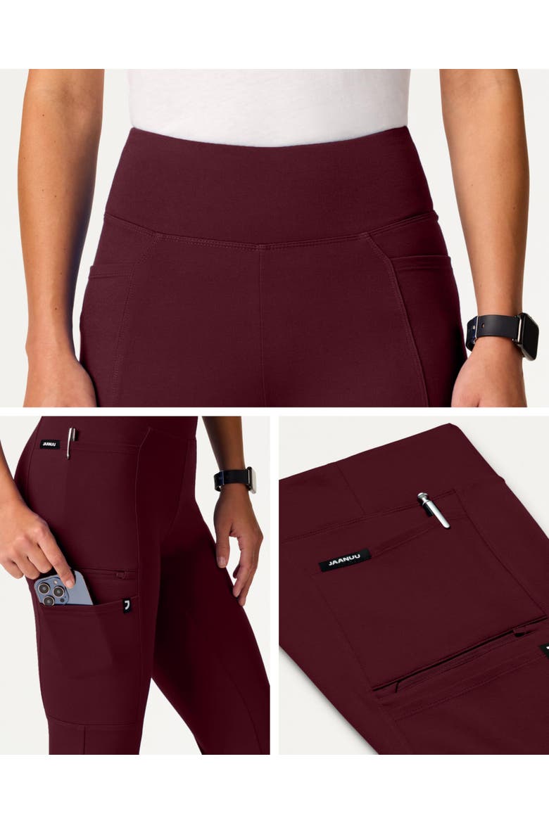 Perri UltraSOFT Women's Yoga Scrub Pant - 5 Pockets Skinny Fit, Alternate, color, Burgundy