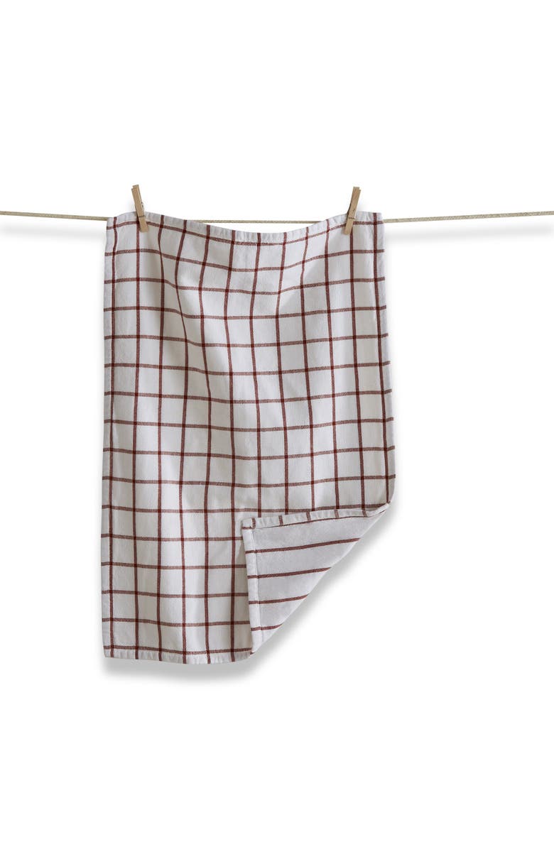tag Classic Double Rust Brown Windowpane Cotton Dishtowel, Main, color, Brown
