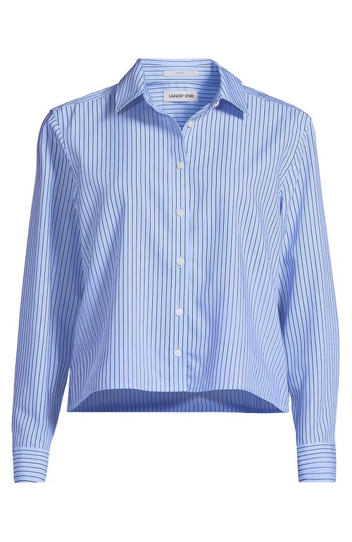 Lands' End No Iron Boxy Cropped Shirt In Blue