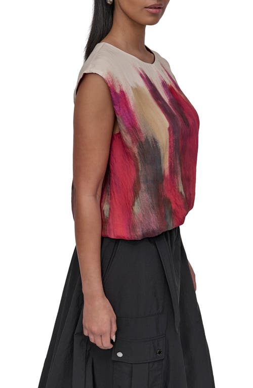Dkny Print Bubble Hem Top In Brown