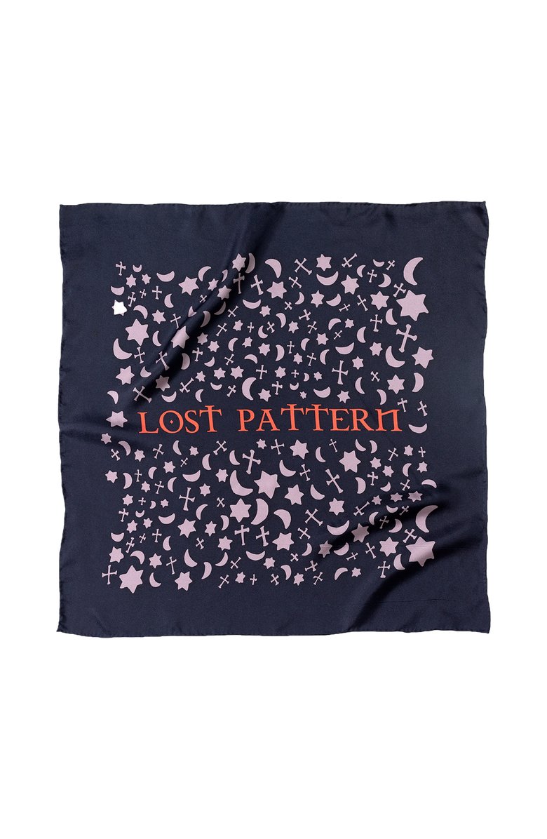 Lost Pattern NYC "Lexicon" Silk Bandana, Main, color, Blue