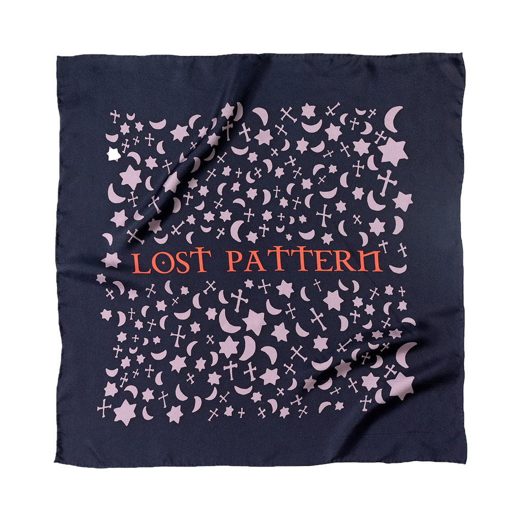 Lost Pattern Nyc "lexicon" Silk Bandana In Blue