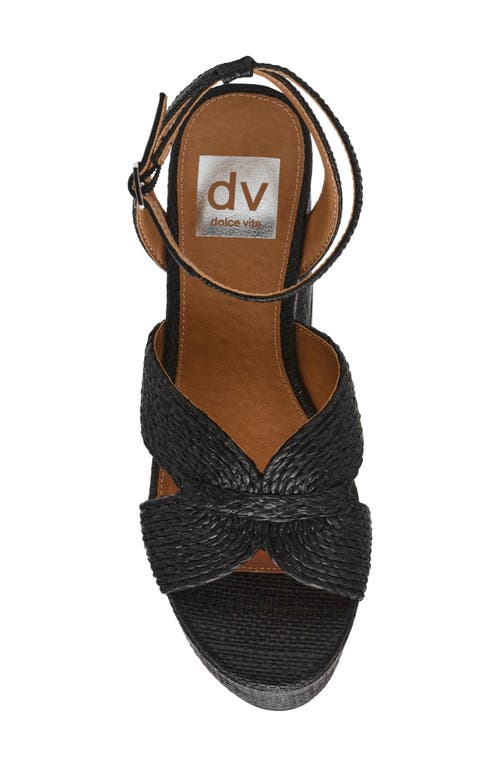 Dolce Vita Dv By Waylan Raffia Platform Ankle Strap Sandal In Black