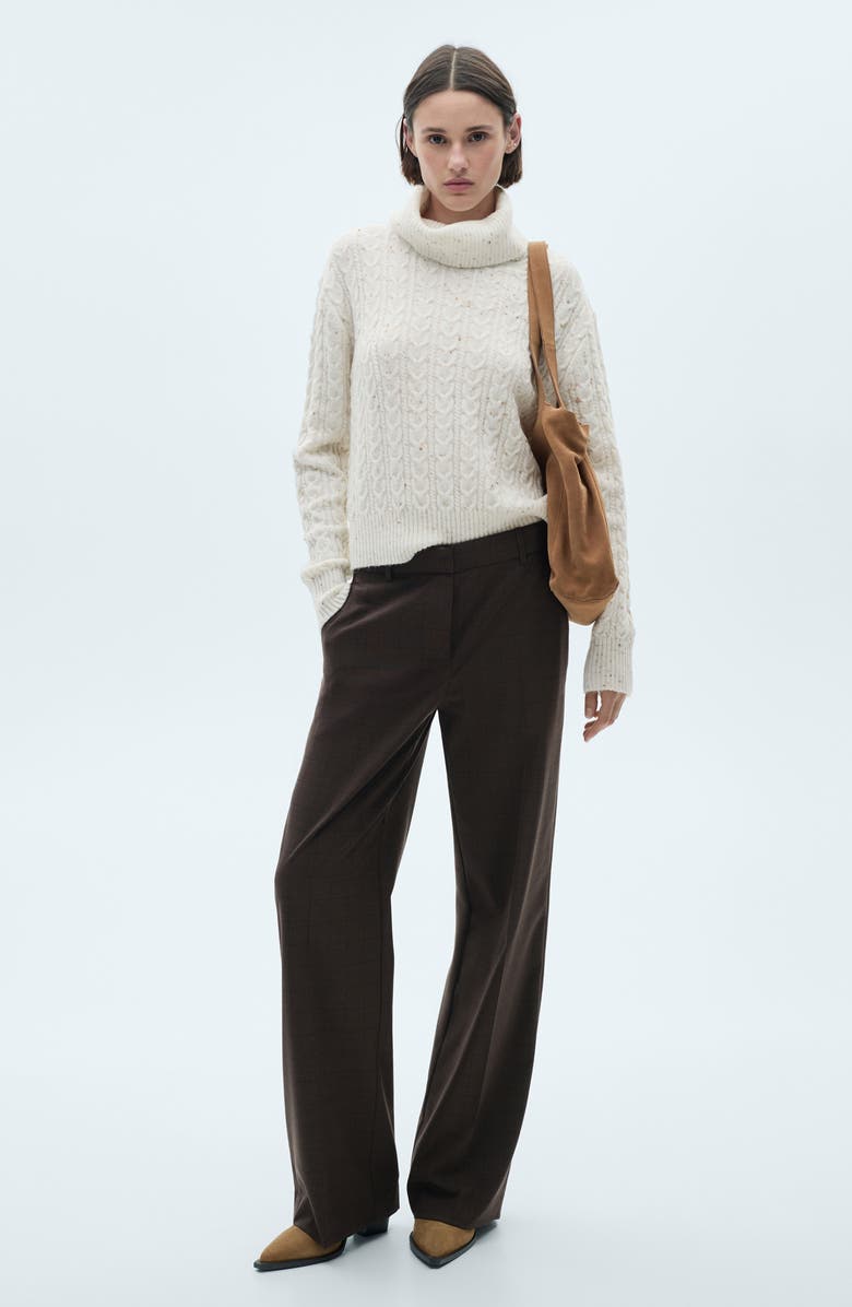 MANGO Twisted Cable Knit Donegal Turtleneck Sweater, Alternate, color, 