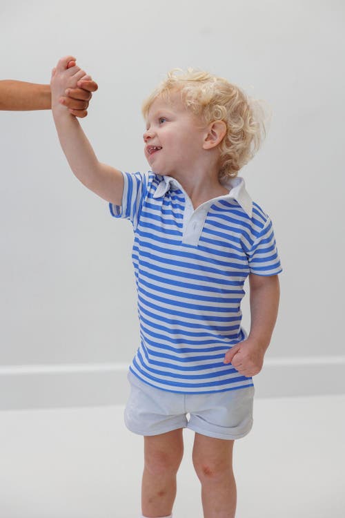 Courtside Kids Boys Polo Shirt In Blue/white Stripe