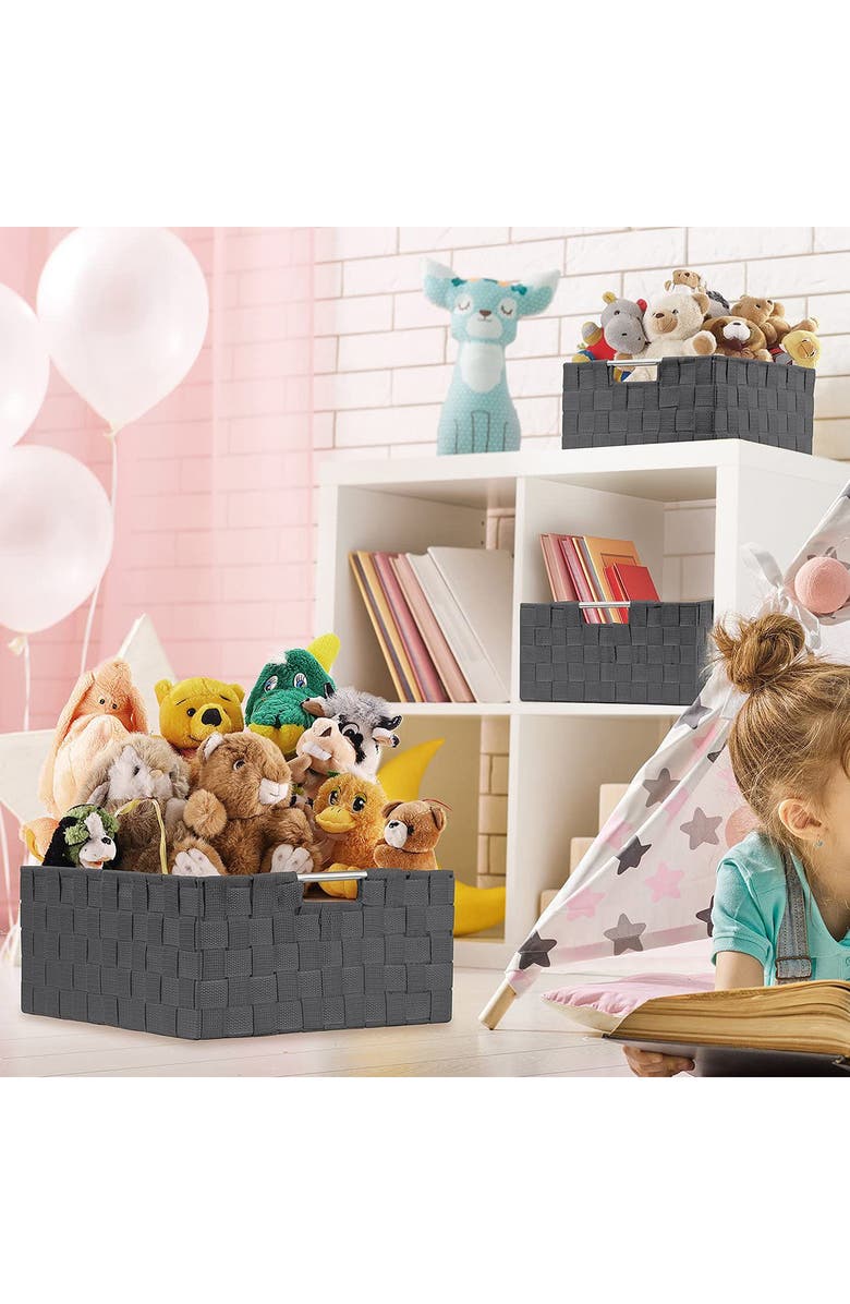 SORBUS Gray Woven 3-Piece Basket Set, Alternate, color,