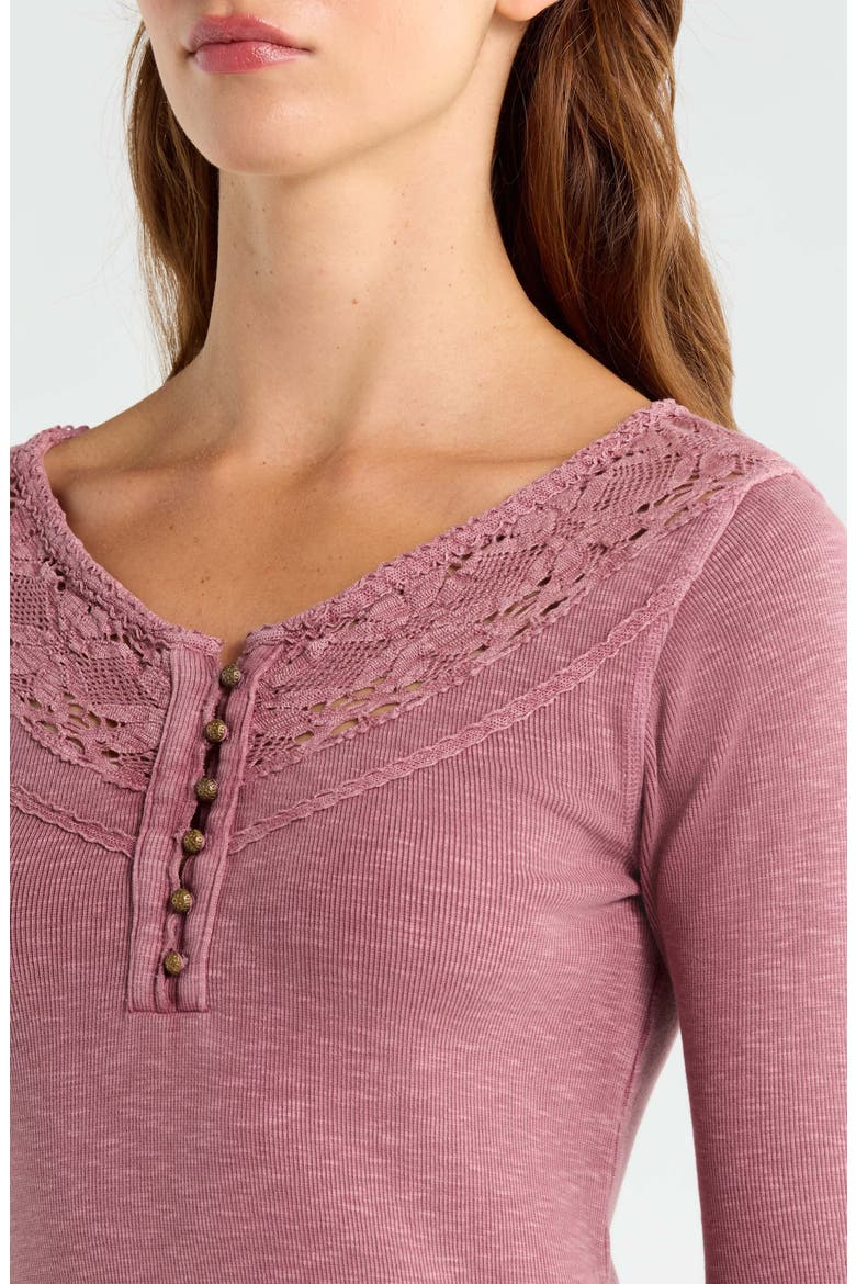 Lace Yoke Henley Top, Alternate, color, NOSTALGIA ROSE