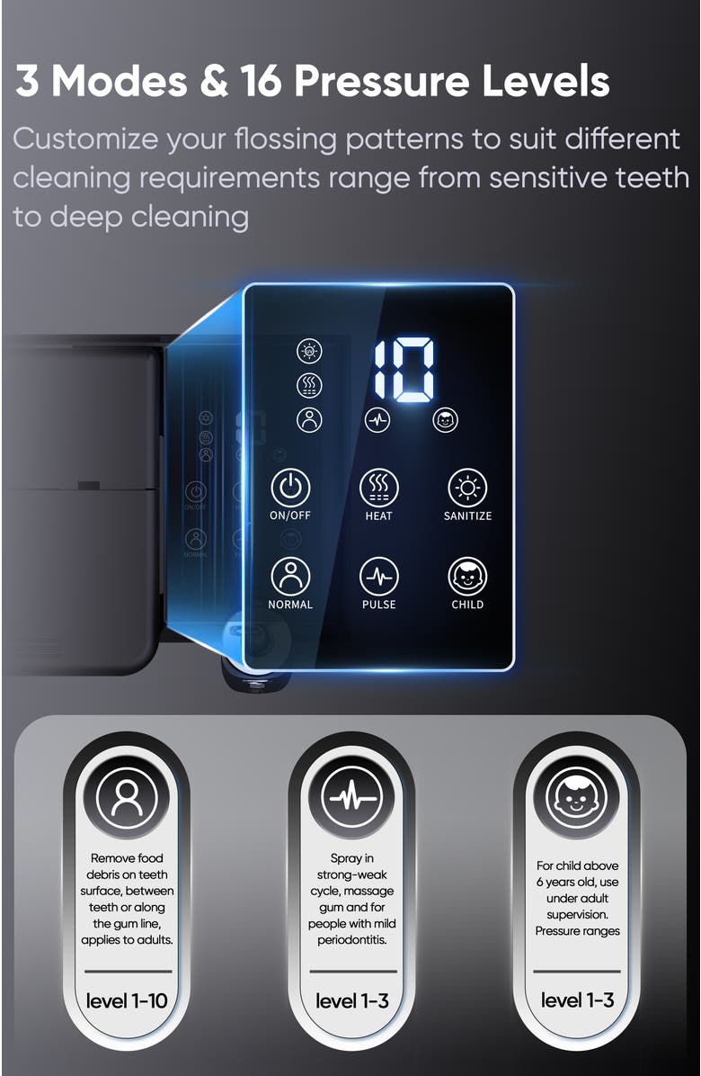 MySmile LP233 Pro UVC Countertop Water Flosser with DY156 Essential Electric Toothbrush Bundle, Alternate, color, Open Grey