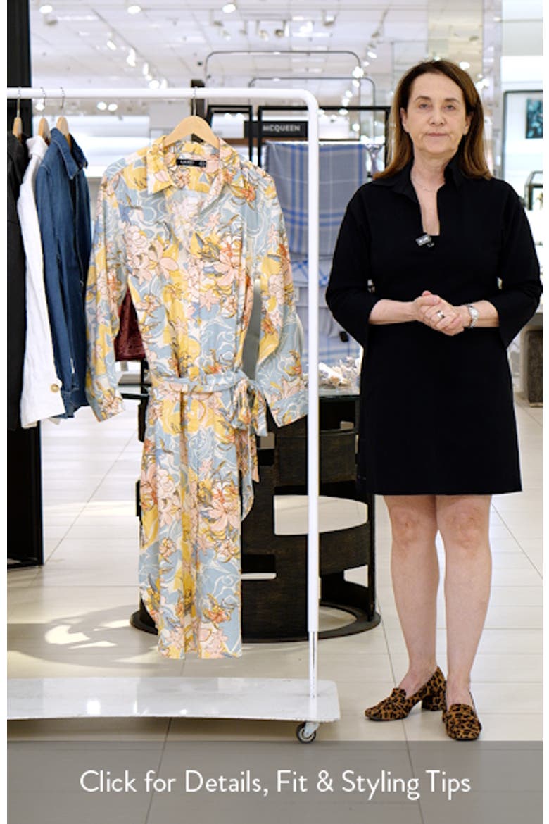 Floral Print Long Sleeve Linen Midi Shirtdress video