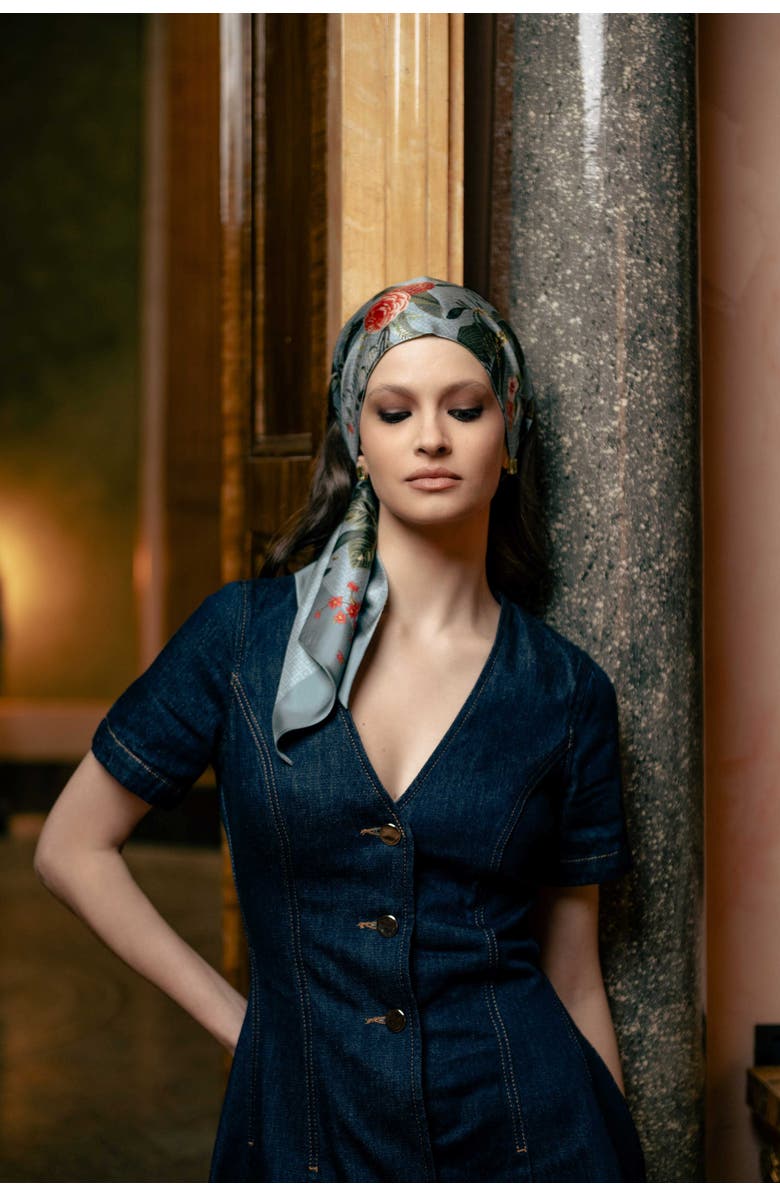 Elizabetta Ornella - Skinny Silk Scarf, Alternate, color, Dusty Blue