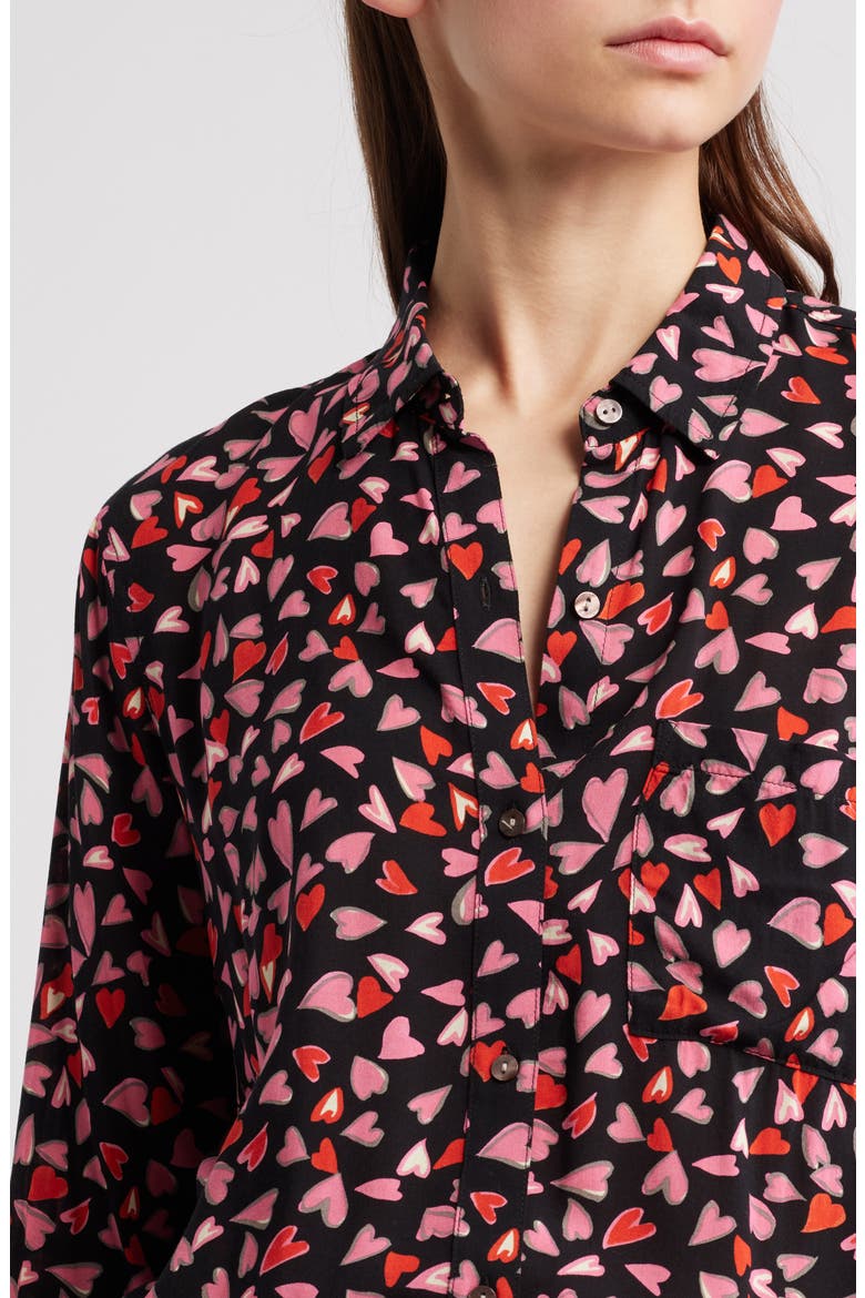 Josephine Heart Print Button-Up Shirt, Alternate, color, LOVE STRUCK