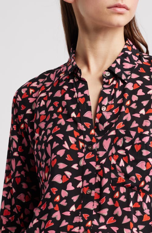 RAILS RAILS JOSEPHINE HEART PRINT BUTTON-UP SHIRT