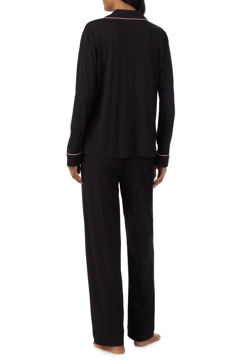 Piping Cotton Blend Pajamas, Alternate, color, BLACK