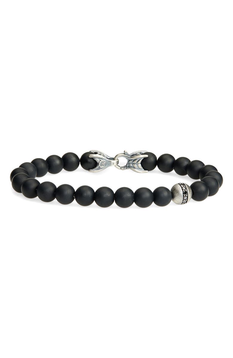 David Yurman Men's Spiritual Beads Bracelet in Sterling Silver with Black Onyx & Diamonds, Main, color, Black/ Silver