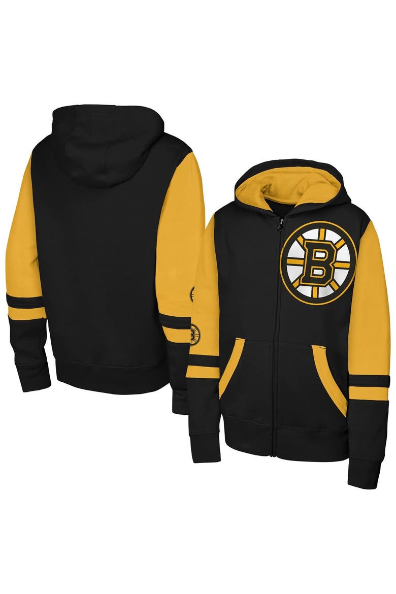 Youth Black Boston Bruins Face Off Full-Zip Hoodie, Alternate, color, Black