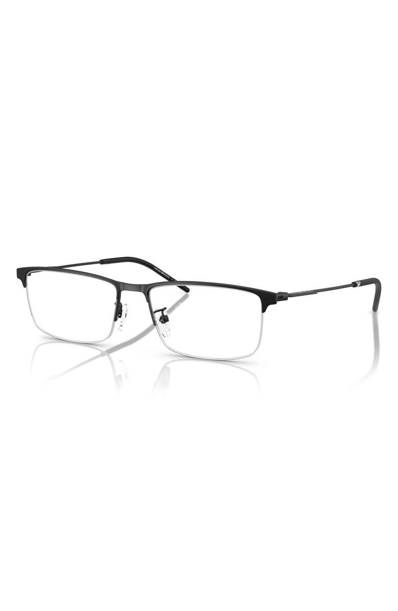 Emporio Armani 57mm Rectangle Optical Glasses, Alternate, color, Matte Black / Demo Lens