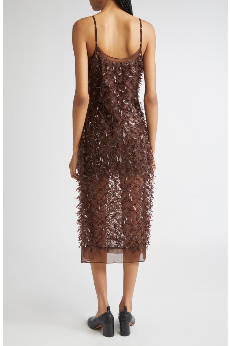 Sequin Fringe Slip Dress, Alternate, color, CHOCOLATE