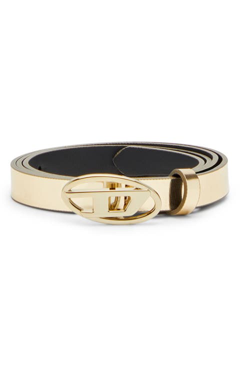 Oval D Buckle Metallic Belt