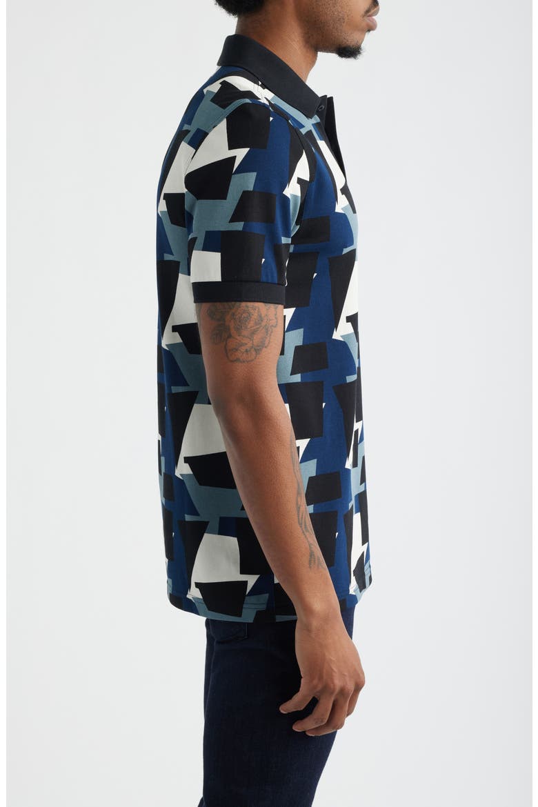 Fragment Print Polo, Alternate, color, BLUE/ ECRU