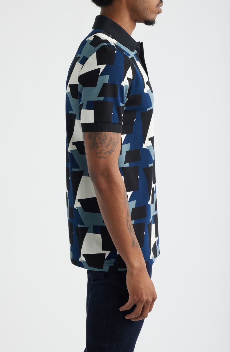Fred Perry Fragment Print Polo, Alternate, color, Blue/ Ecru