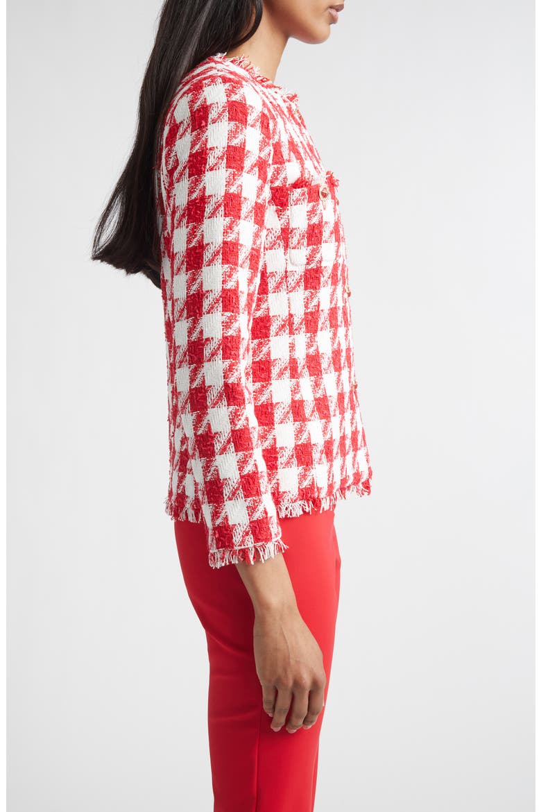 Lora Textured Gingham Tweed Jacket, Alternate, color, SCARLET/ BRIGHT WHITE