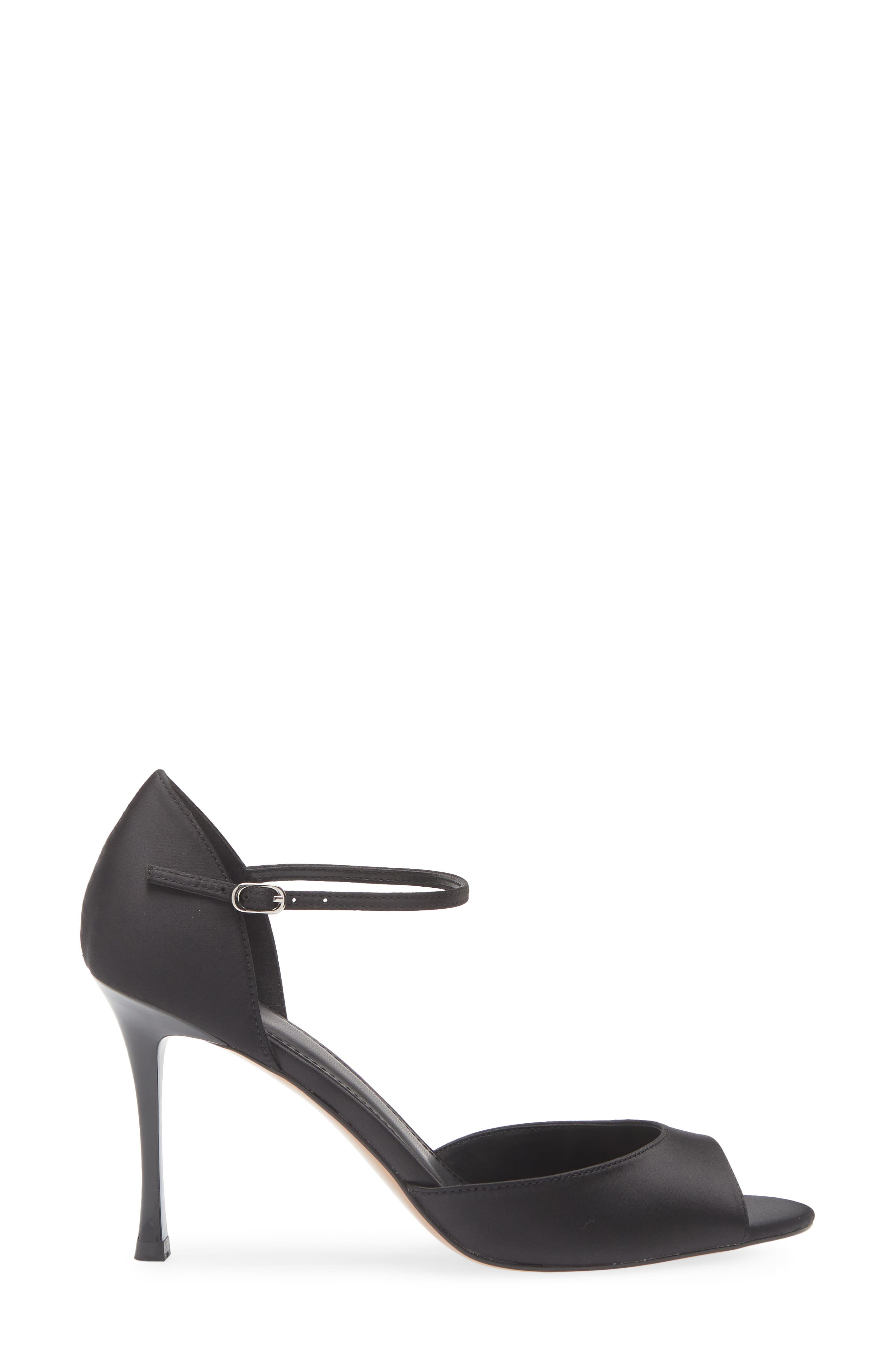 MANGO Satin Stiletto Sandal, Alternate, color, Black