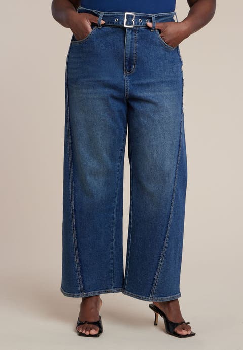 Belted Straight Leg Jean (Plus)