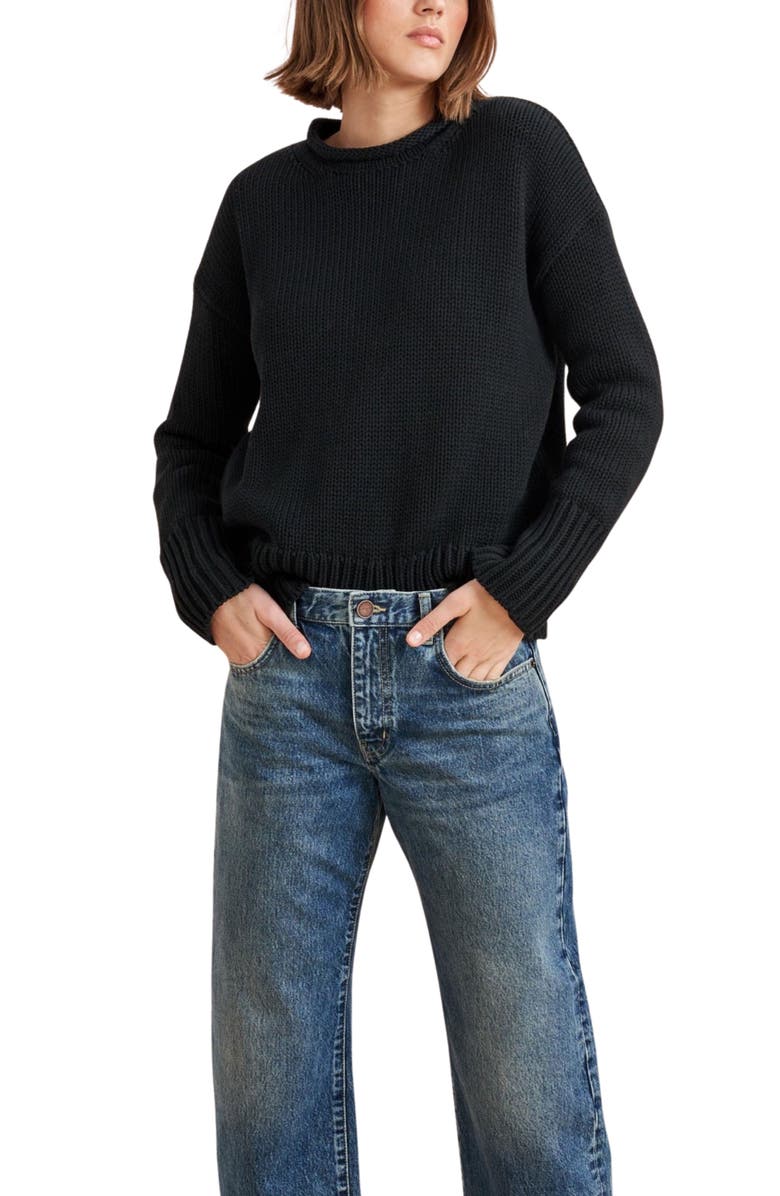 La Ligne Solid Marina Sweater, Main, color, Black