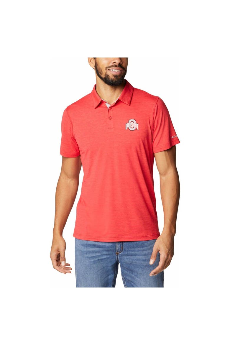 Men's Columbia Scarlet Ohio State Buckeyes Tech Trail Omni-Shade Polo, Alternate, color, Scarlet