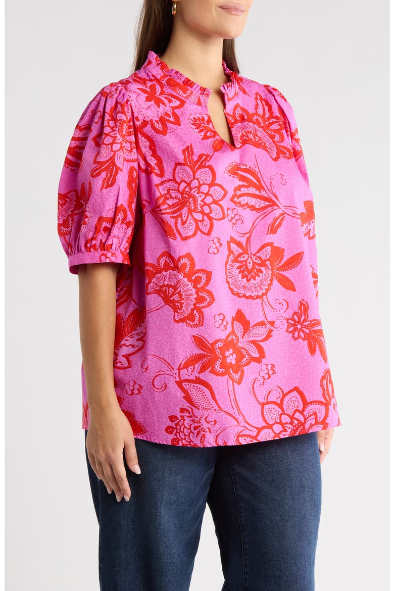 Weirly Floral Print Top, Alternate, color, PINK-RED-MULTI