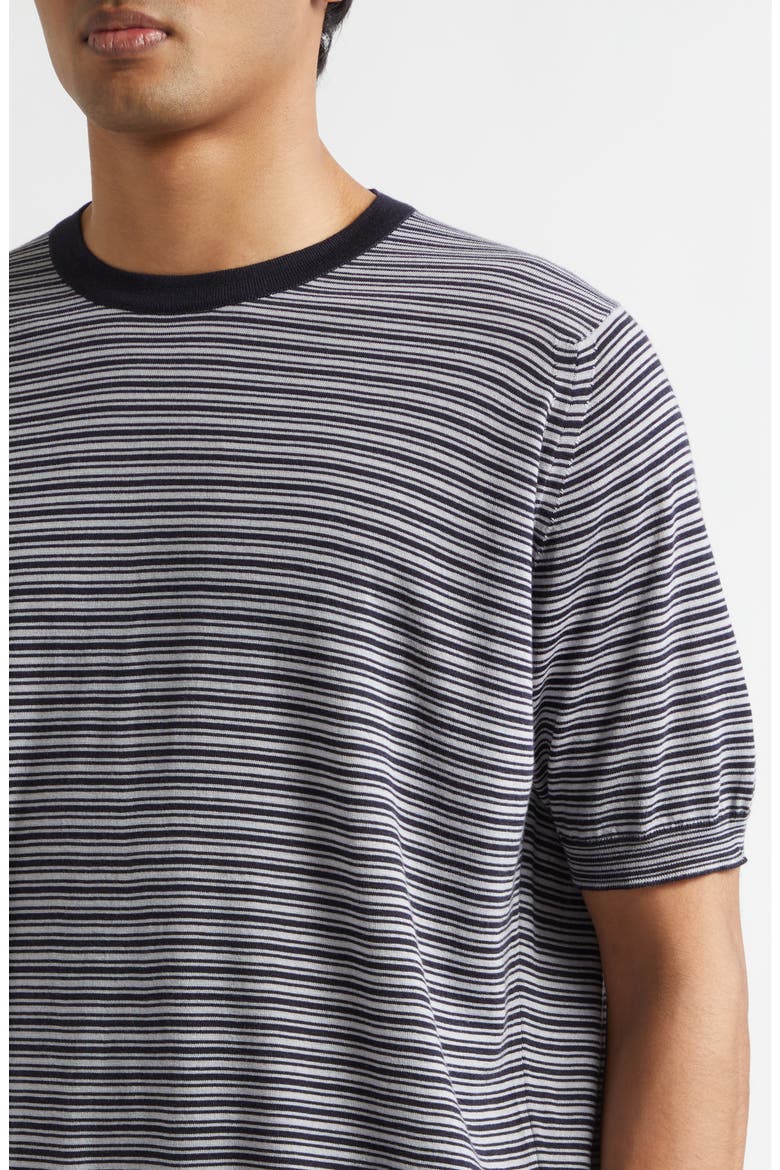Howick Stripe Merino Wool & Sea Island Cotton T-Shirt, Alternate, color, NAVY/ CHALK