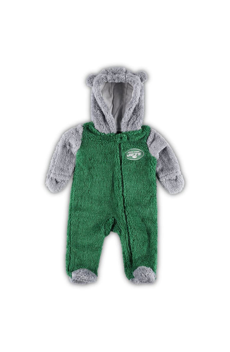Outerstuff Newborn & Infant Green/Gray New York Jets Game Nap Teddy Fleece Bunting Full-Zip Sleeper, Main, color, 