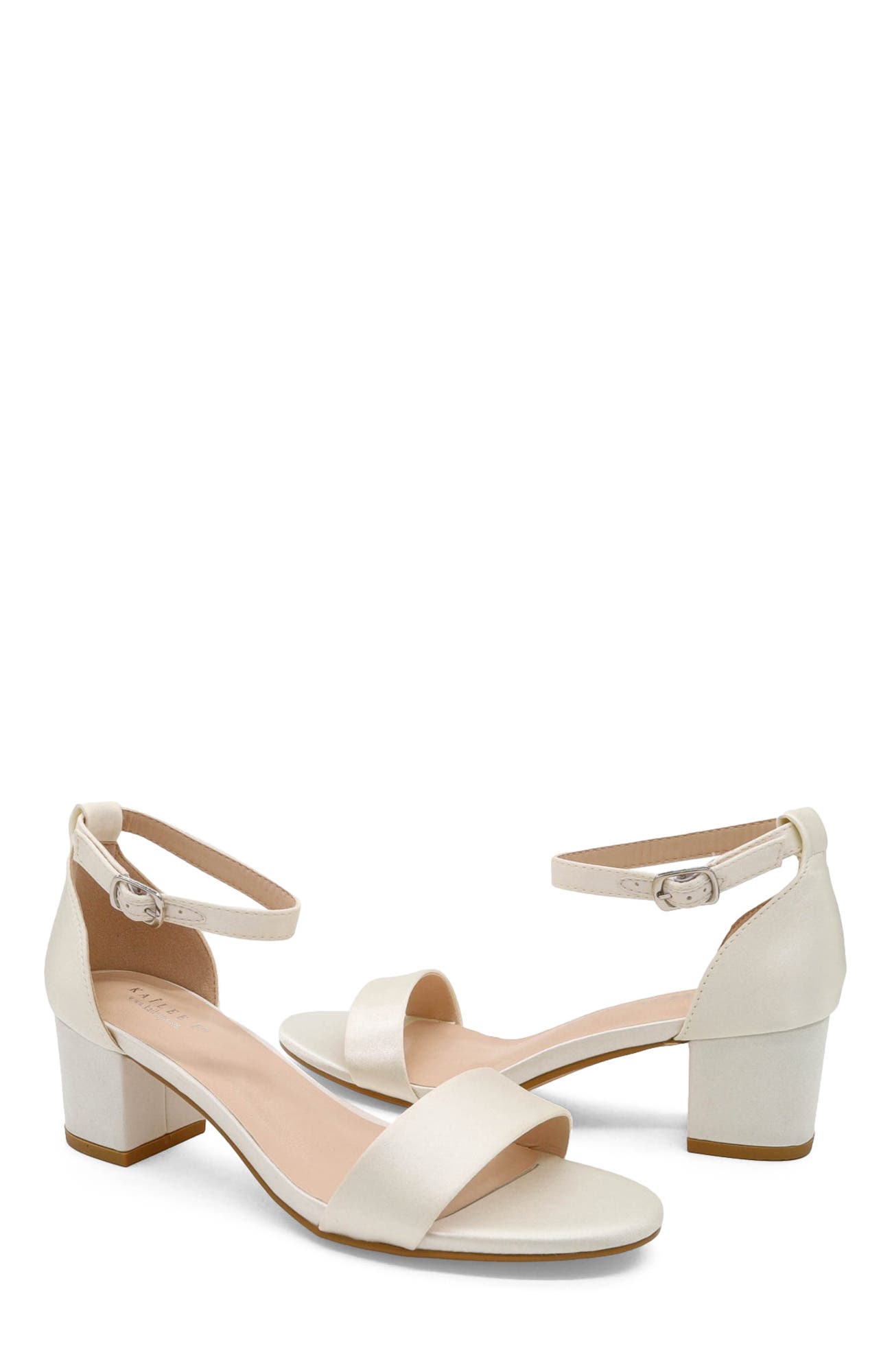 Naomi Satin Block Heel  Sandals, Alternate, color, Ivory