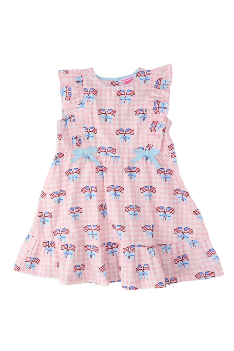 Sleeveless Pinafore Bow Dress, Main, color, Pink Patriotic Gingham