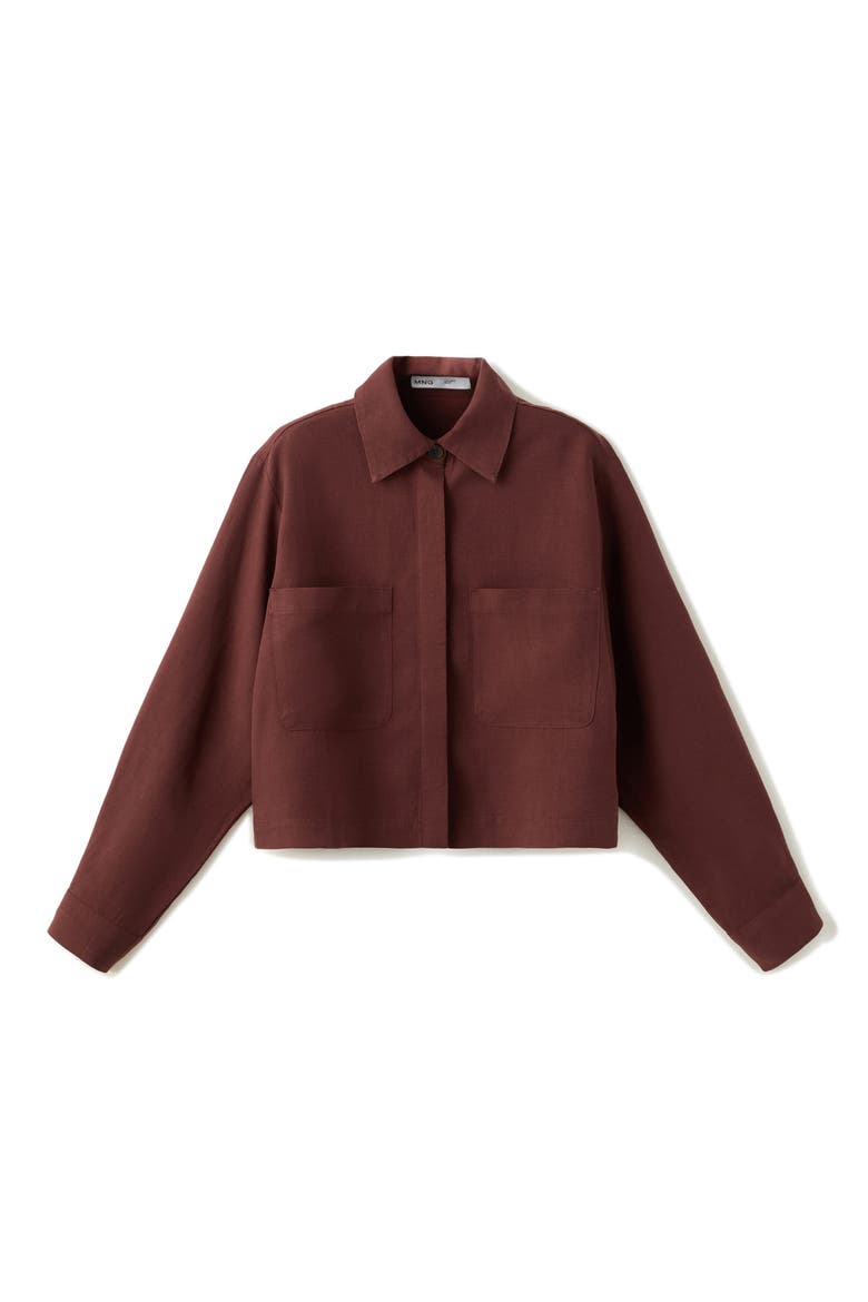 Lyocell & Linen Button-Up Shirt, Alternate, color, BURNT ORANGE