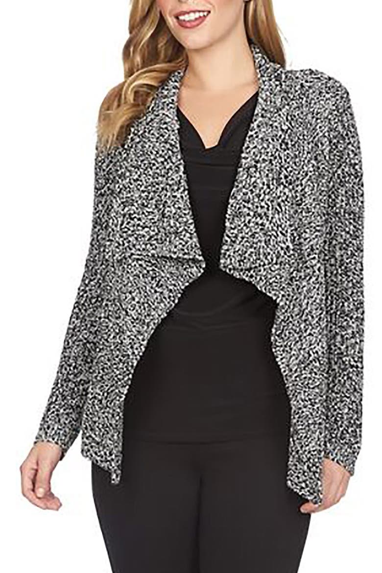 Marled Open Front Cardigan, Main, color, RICH BLACK
