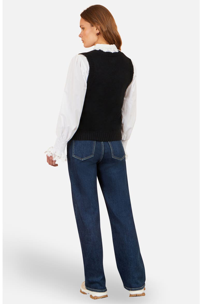 Lace Bow Knitted Pullover, Alternate, color, Black