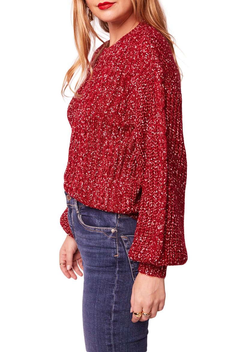 Love Sick Bishop Sleeve Cable Sweater, Alternate, color, WINE
