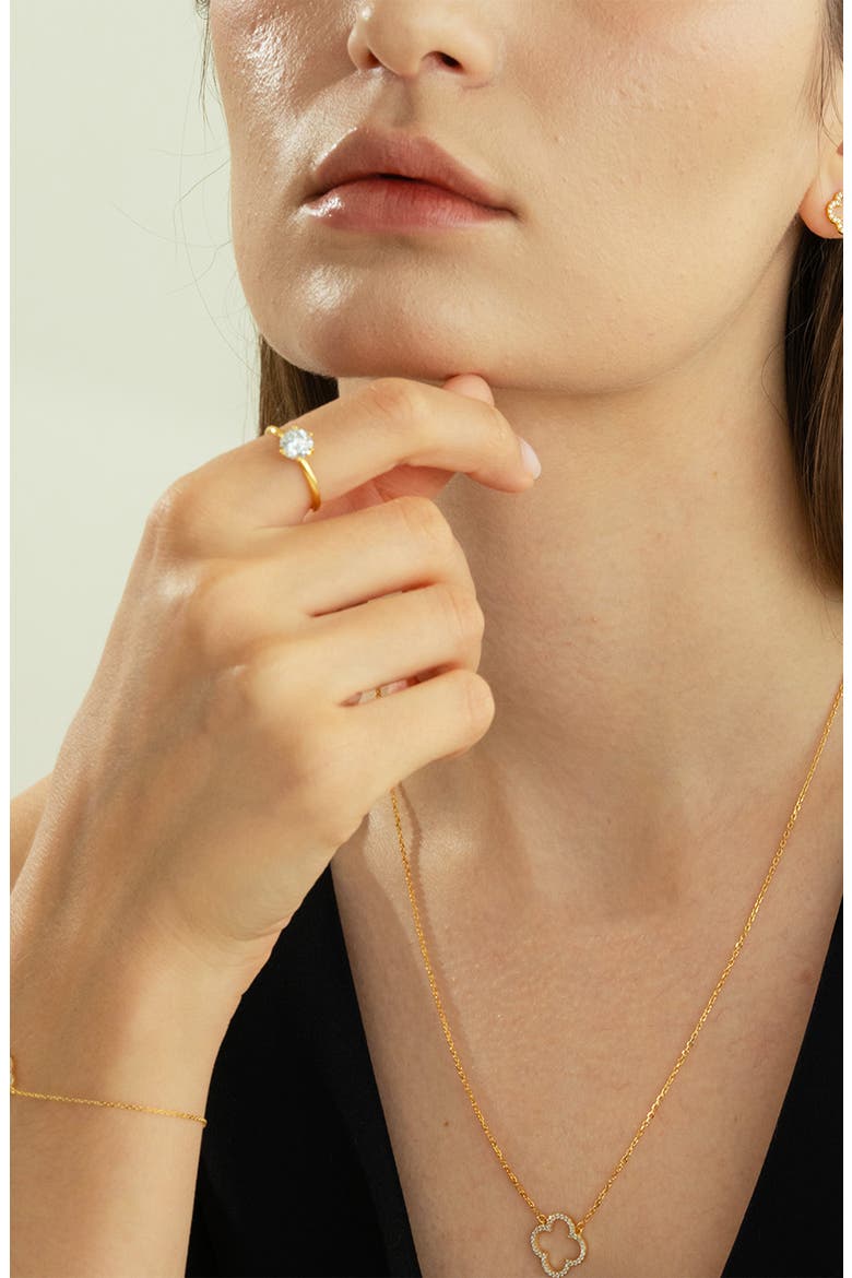 Sterling Silver 18k Gold Plated Izzie Ring Dainty Minimalist Sparkle, Alternate, color, Gold
