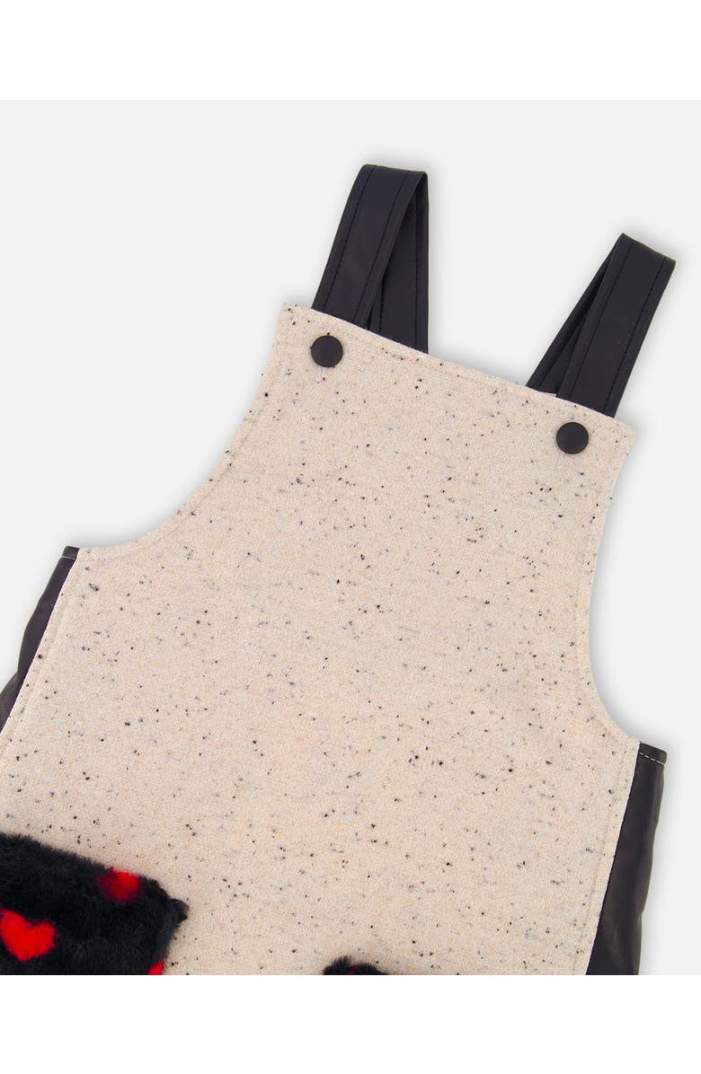 Deux par Deux Glittering French Terry Overall Dress, Alternate, color, Beige And Black