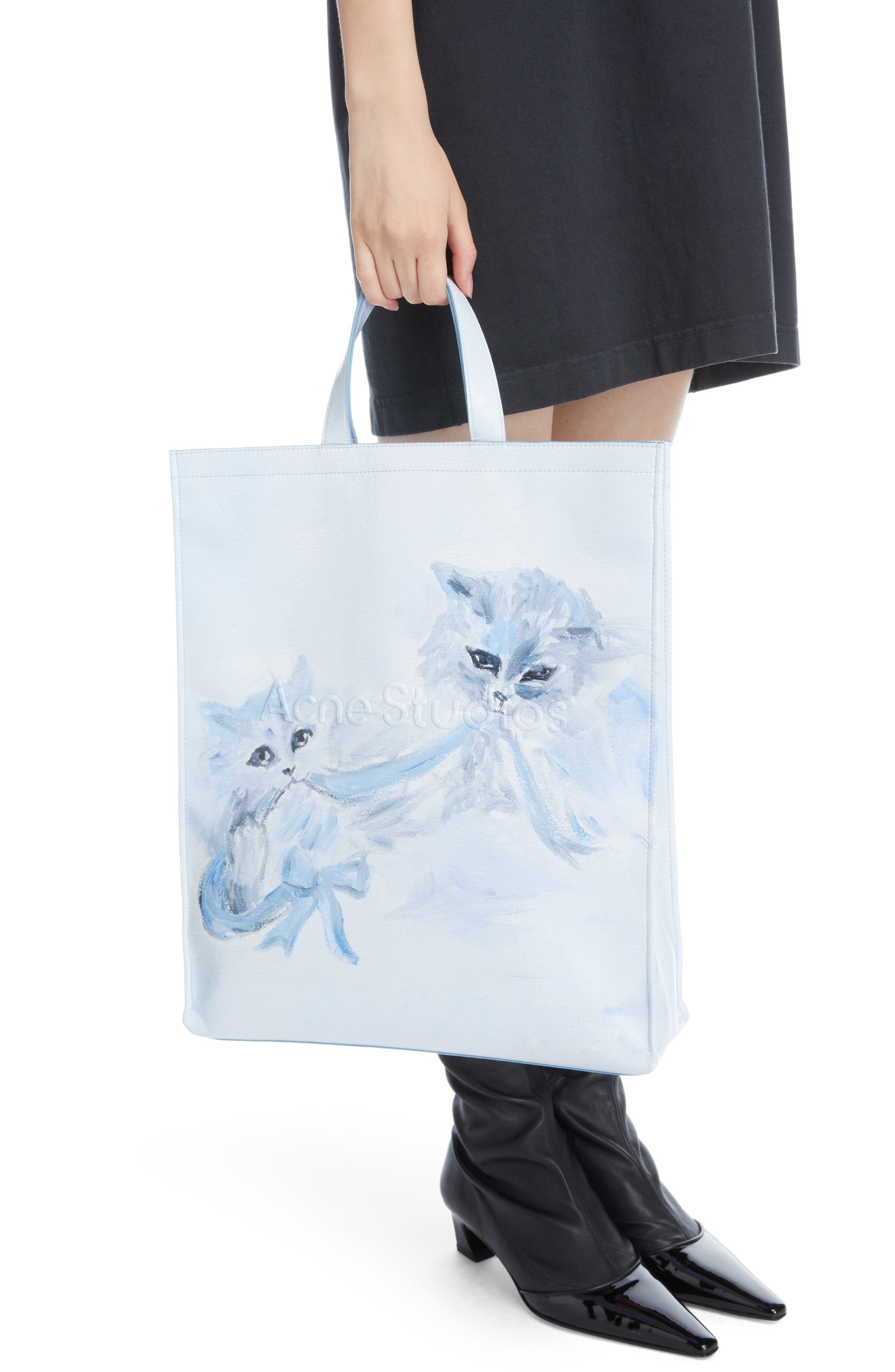 Acne Studios x Karen Kilimnik Cat Print North/South Shopper, Alternate, color, 