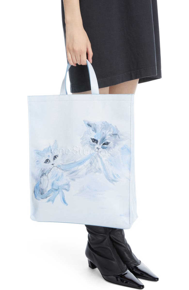 Acne Studios x Karen Kilimnik Cat Print North/South Shopper, Alternate, color,