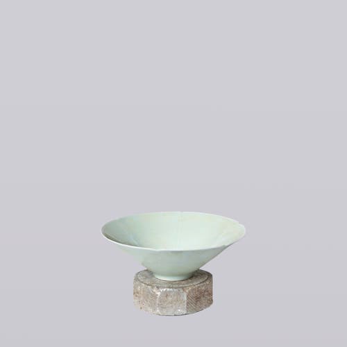 Cobalt Guild Celadon Porcelain Medium Conical Bowl In White