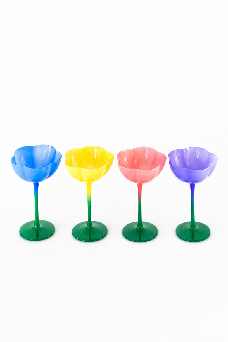Ombre Flower Coupes, Assorted Colors, Set of 4, Main, color, Multi