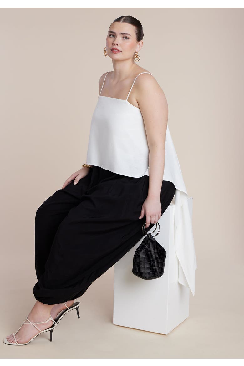 Cascading Linen Crop Top, Alternate, color, COCONUT MILK