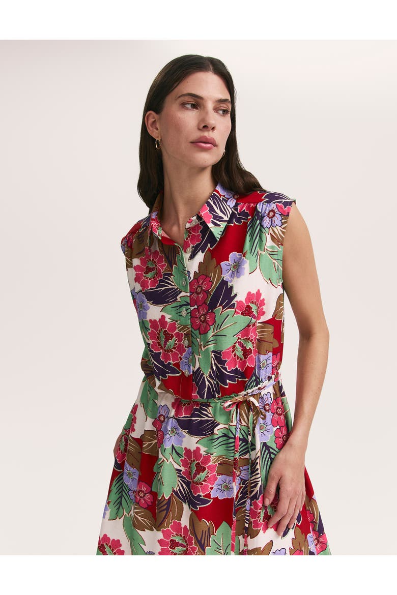 Alida Floral Midi Shirt Dress, Alternate, color, Red Floral